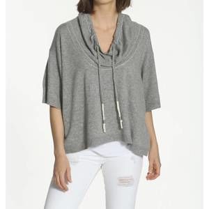 NEW LABEL+THREAD women's luxe yoga funnel sweater in grey